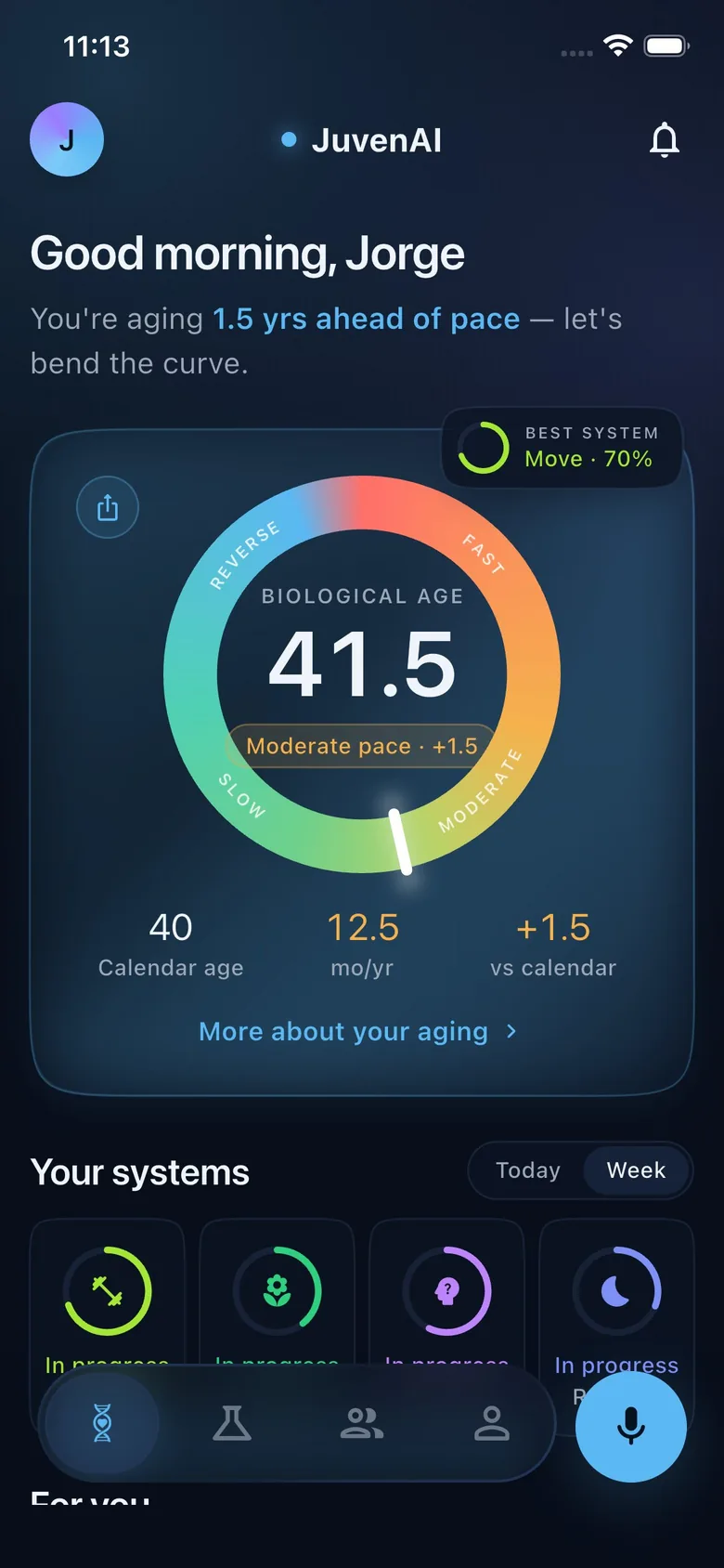 Análisis de la edad biológica en la app JuvenAI