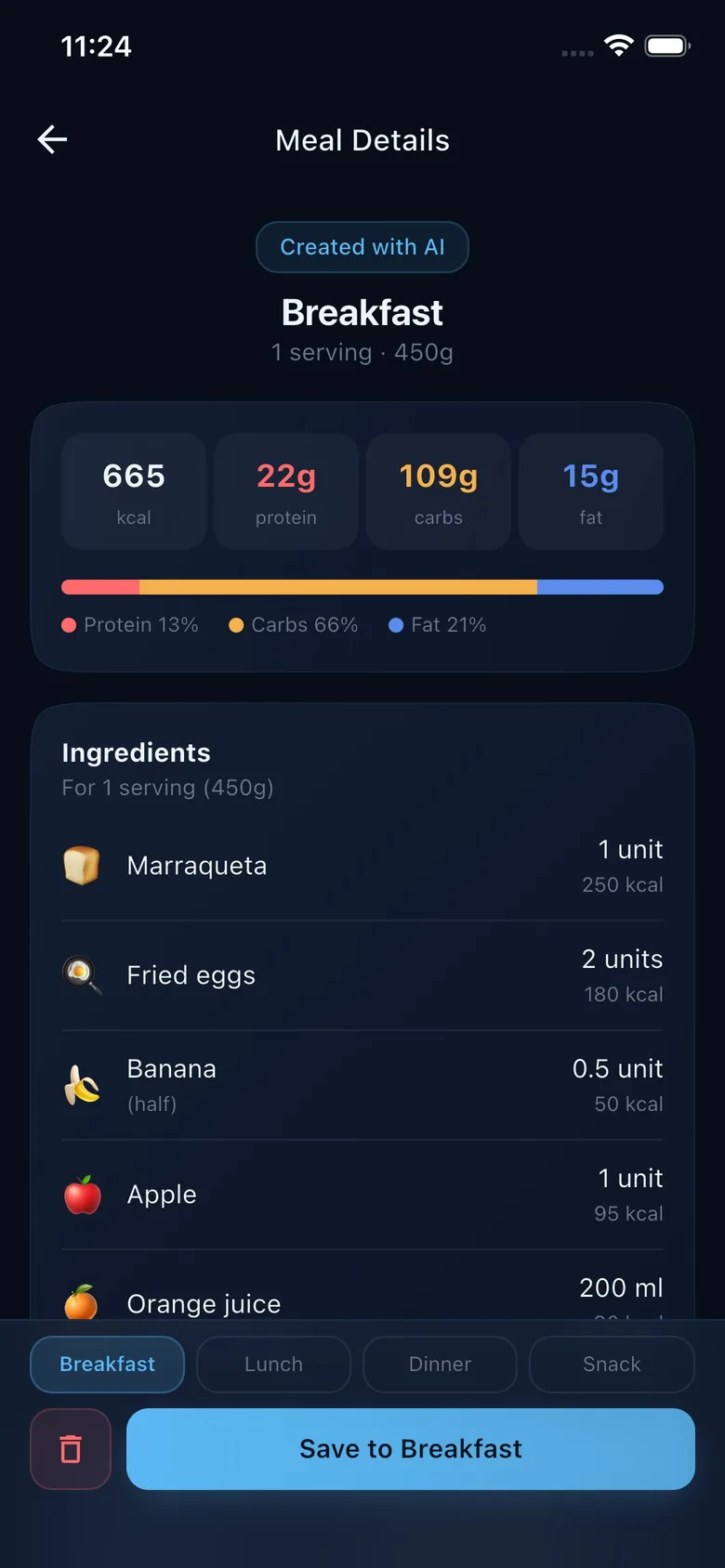 Meal logging by text, photo or barcode
